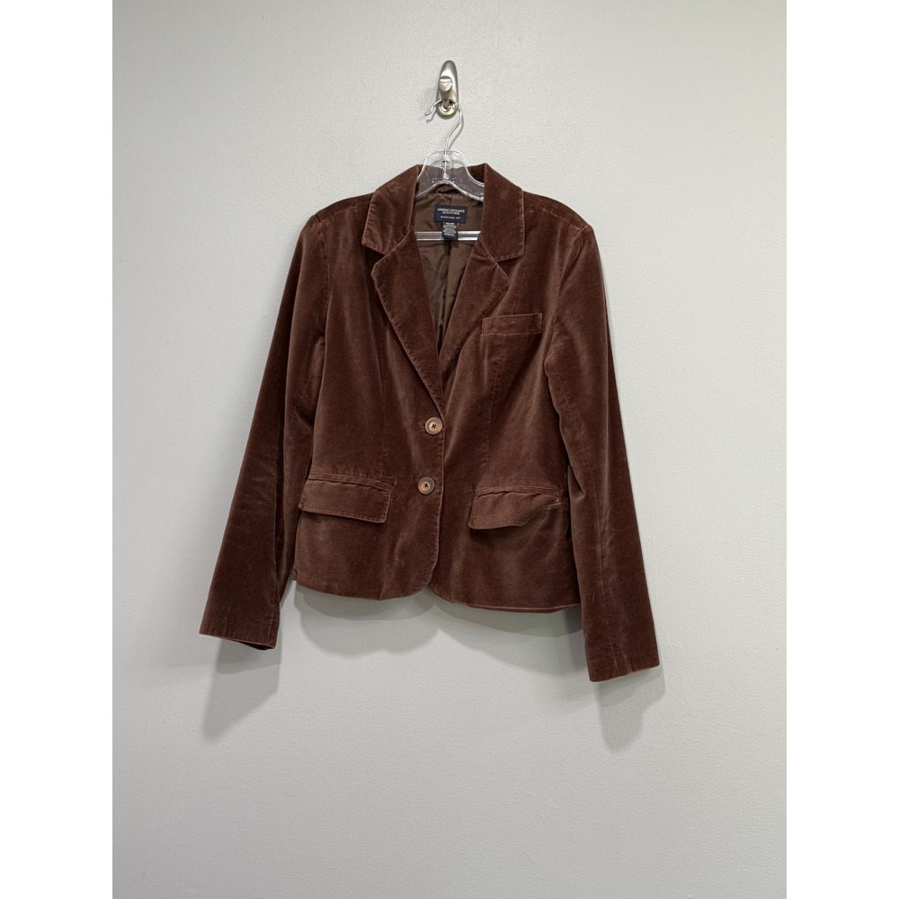 American Eagle Brown Corduroy Blazer Jacket Womens Medium 2 Button Cotton